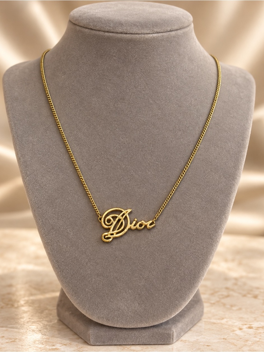 Dior Gold Script Logo Necklace